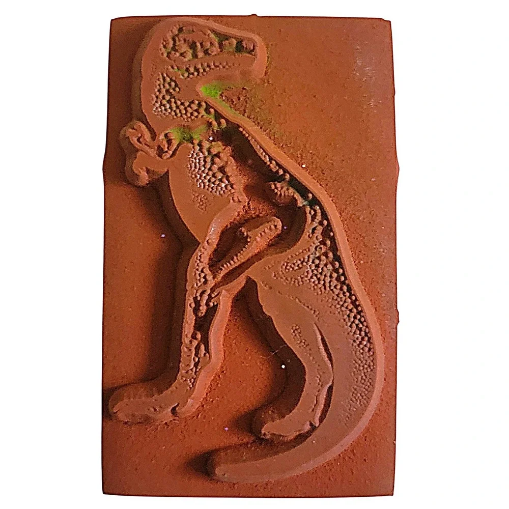 VTG Dinosaur Rubber Stamp Set 4pc Foam TRex Triceratops Brontosaurus Stegosaurus